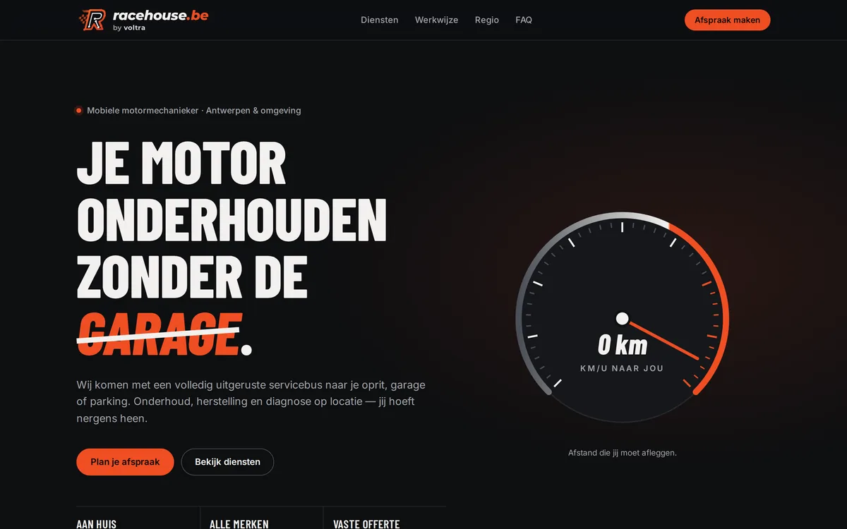 Startpagina van racehouse.be