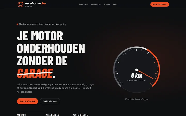 Startpagina van racehouse.be